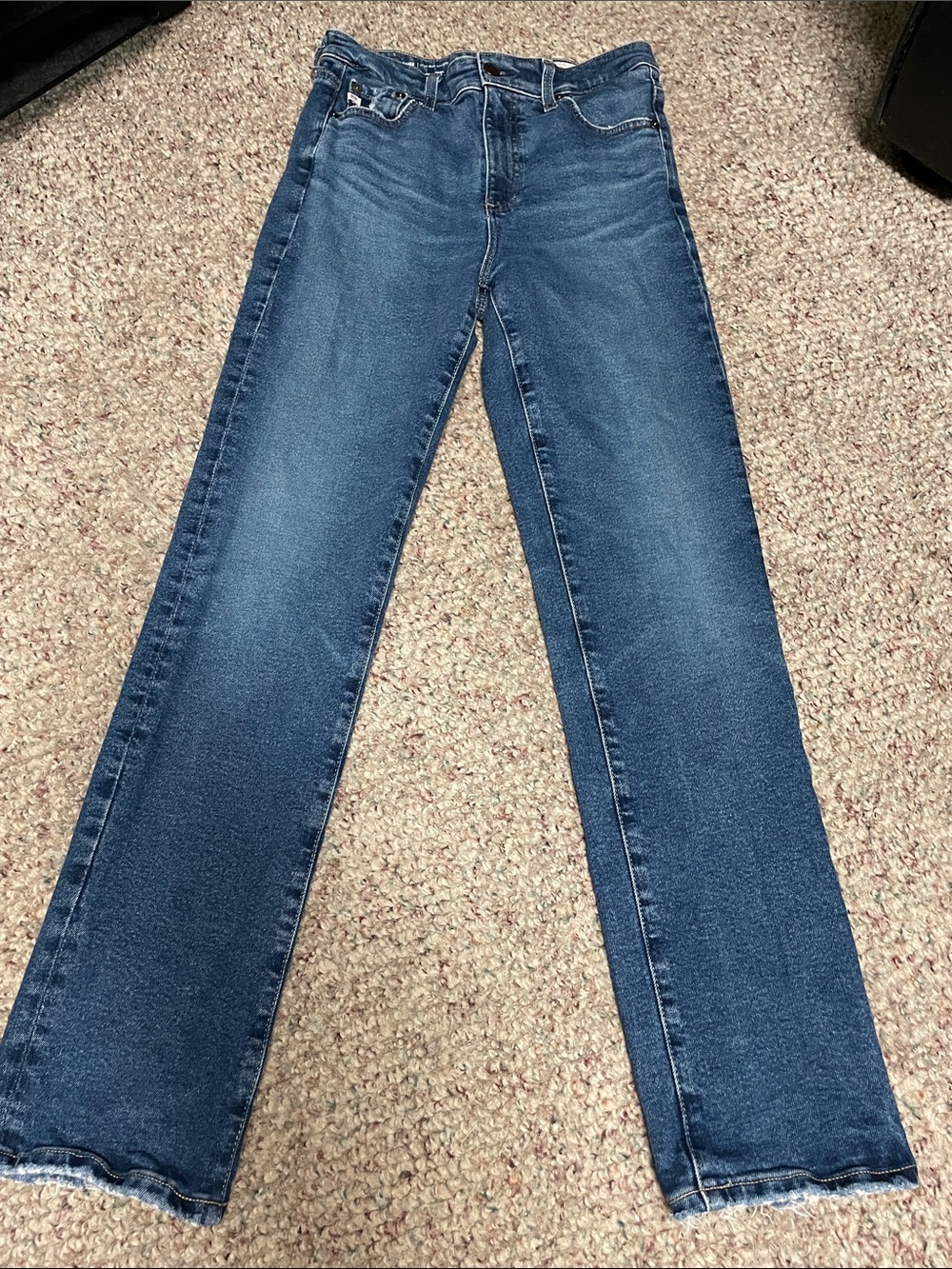 Ag Saige high rise Classic Straight-Leg Blue Jeans